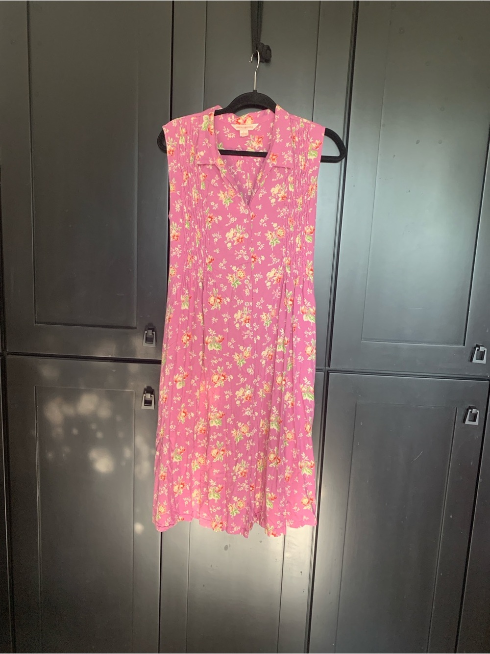 April Cornell Sleeveless Pink Floral Midi Dress L